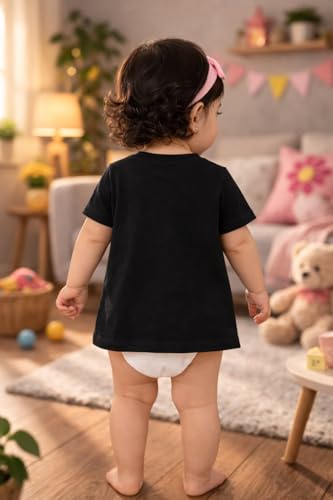 Image of BODYCARE Infant Baby Girls Cotton T-Shirt Round Neck Half Sleeves Ultra Soft Breathable Fabric Regular Fit Casual Tee Summer Wear Top for Kids