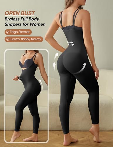 Open Bust Bodysuit Shapewear for Women Tummy Control Thigh Slimmer Butt Lifting Full Body Shaper2