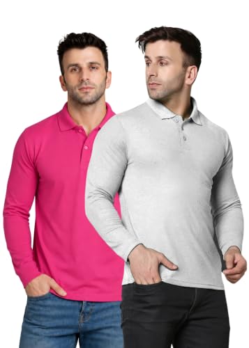 Image of INKKR Full Sleeve Men's Solid Polo Neck T-Shirt Combo