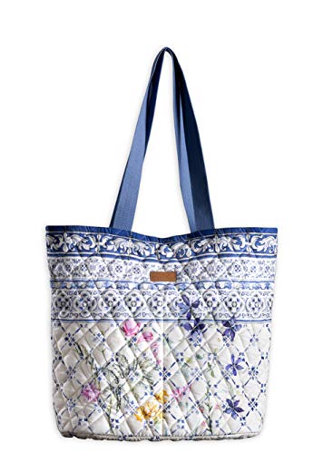 Maison d' Hermine Faience Sac de courses matelassé 100 % coton avec poches à fermeture éclair et petite poche Sac à bandoulière pour travail, plage, voyage, déjeuner Parfait pour homme, femme et fille Cover