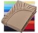 Produktbild NatureMark Basic Boxspringbett & Wasserbett Spannbettlaken 200 x 220 cm - 40 cm Steghöhe - 200x220cm Spannbetttuch - 100% Baumwolle, Sand/Beige