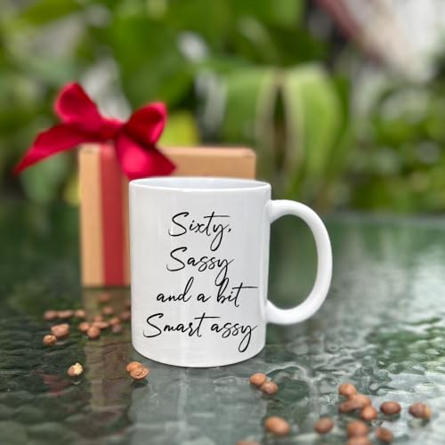 Mug de vidrio blanco clásico para 60 cumpleaños miniatura 4