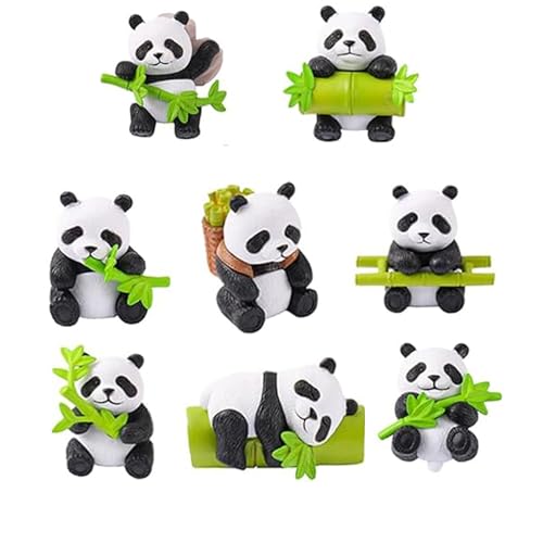 8 Figuras Miniatura de Panda en Resina para Decoración