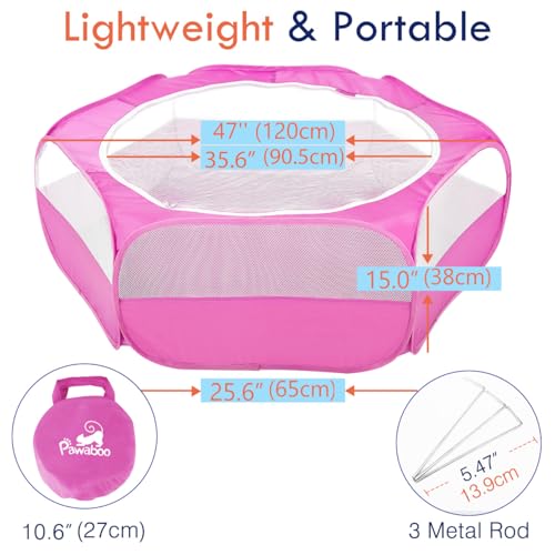 Image of Pawaboo Small Animal Playpen with Zippered Cover, Rose Red