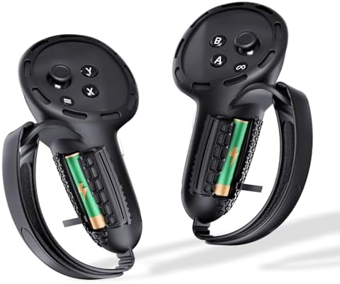 Controller Grips Compatible with Meta Quest 3S/Quest 3, Upgraded All-Silicone Controller Grips Cover for Quest 3S/Quest 3 with Battery Opening and Knuckle Straps Protector