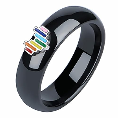 Stylish-Art Bagues en Céramique - Élégante Belle Arc-en-Ciel Coeur Femmes Anneaux 7 Couleurs Coeur S925 Argent Bagues en Céramique Mariage Bagues de...