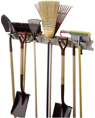Suncast V748 48.75 x 4.25 x 5.5 inches Inch Wall Stud Mounted Garden Long Handled Tool Hanger Organizer for Garage or Storage Space, Platinum