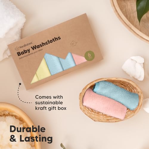 Image of KeaBabies 6-Pack Baby Washcloths - Soft Viscose Derived from Bamboo Washcloth, Baby Wash Cloth for Newborn, Kids, Bath Baby Towels, Face Towel, Face Cloths for Washing Face (Candy Pop)
