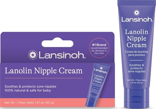 Image of Lansinoh Lanolin Nipple Cream, 1.41 Ounces | Safe for Breastfeeding Baby, 100% Natural Nipple Butter, Breastfeeding Essentials, Postpartum Moms