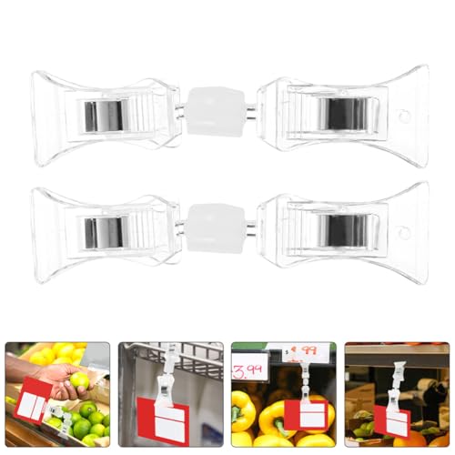 Clips dobles para estantes de supermercado con cabezal giratorio que organiza su comercio, 20 pc 7
