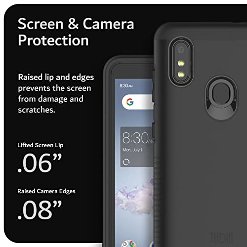 Tudia Dualshield Slim Fit Case For Zte Blade A3 Prime/A3Y - Matte Black Heavy Duty Shockproof Protection #TOP5