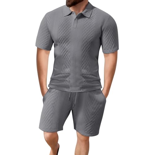Ensemble chemise homme manches courtes sport décontracté été gris XXXL