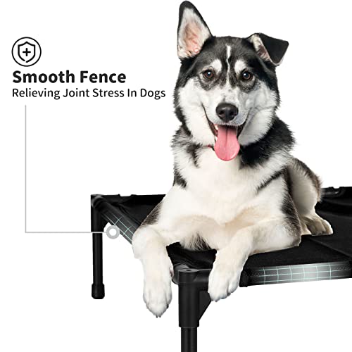 Fiocco Dog Cot - Cooling Elevated Dog Bed, Washable Raised Dog Bed With Chew Proof Mesh And Metal Frame, Portable Dog Bed For Outdoor Use, Dog Cots Beds For X-Large Dog，Black #TOP1