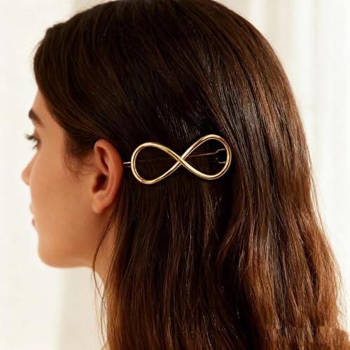 6 Piezas Pinzas de Pelo de Metal con Lazo Elegante para Varios Peinados Clips Antideslizantes para Mujeres (Dorado Plata) miniatura 6