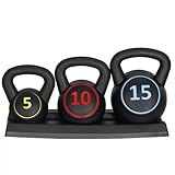 Venbytech for Exercise Fitness Concrete Weights 3-Piece Kettlebell Set for Home 5lb 10lb 15lb