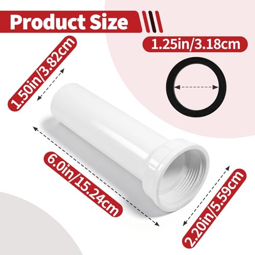 4 sets de extensión de tubo de desagüe de cocina de PVC 1-1/2" diámetro x 6" largo miniatura 3
