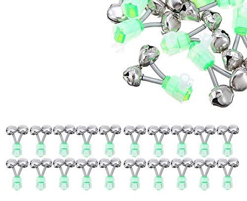 20Pcs Fishing Rod Bait Alarm Bell, Bite Alarm Indicator Rod Tip, Fishing Bells Clips Fishing Rod Alarm Twin Alert Bell for All Kinds of Fishing Rods, Fishing Accessories