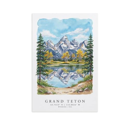 Poster Grand Teton impression de peinture de paysage de qualité