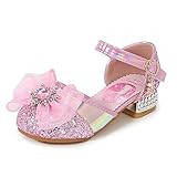  YOSICIL Sandalias niña Verano Zapatos de Tacon Tul Lentejuelas Zapatos Disfraces Princesa Elsa Antideslizante Fiesta Cumpleaños Boda Regalo, Rosa 36