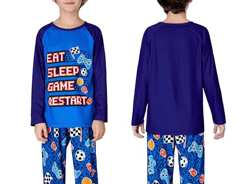 Image of Tebbis Boys Comfy Trendy Print Long Sleeve & Pants Pajama Set Sizes 6-18
