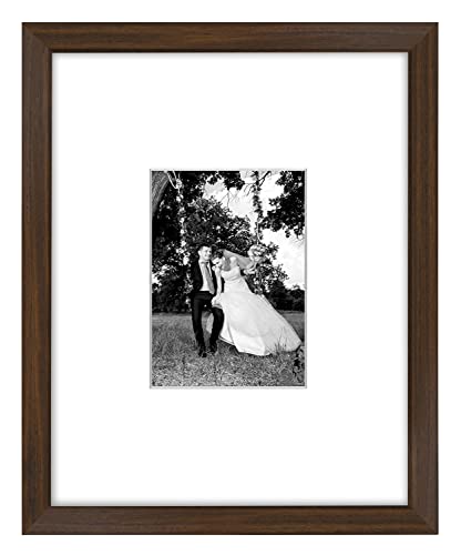 Americanflat 11x14 Bilderrahmen in Walnussholz - Displays 5x7 mit Matte und 11x14 ohne Matte - Verbundholz mit bruchfestem Glas - Horizontale und vertikale Formate für die Wand Cover