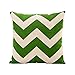 Lieson Fundas de almohada decorativas, 1 funda de almohada cuadrada de 18 x 18, 45 x 45 cm, diseño de rayas, color verde, beige, lino