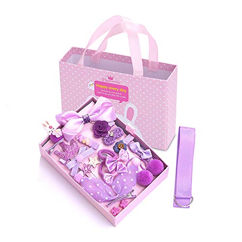 PINHEN 18 PCS Baby Girl's Hair Clips - Baby Elastic Hair Ties Headdress Accessories Set for Little Girls Gifts (Purple)