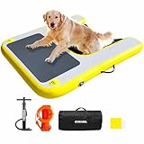 Gymodel Dog Pool Ramp, Inflatable Dog Boat Ramp, Non-Slip EVA Inflatable Floating Dock Ladder for Pools Boats Docks, Safe & Easy Water Access for Large Dogs, Yellow