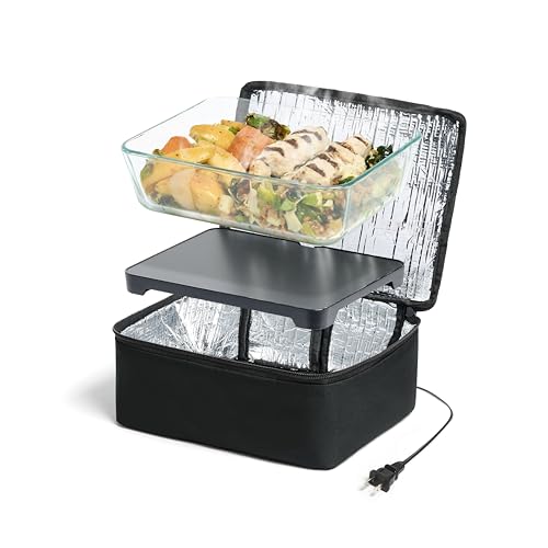 Hot Logic Food Warming Tote with 5 Cup Dish, Black