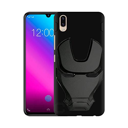 Image of COVERLY Official 3D Touch Feel Trending Marvel Avengers Logo Mask Soft Rugged Grip Silicone Iron Man Super Power Cartoon Movie Engraved Silicone Matte Back Cover for Vivo X23 - Black