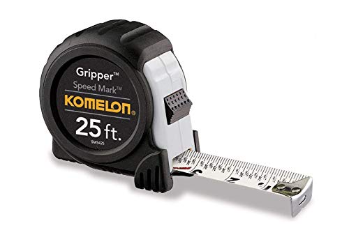 Komelon SM5425 Speed Mark Gripper Acrylic Coated Steel Blade Measuring Tape, 1-Inch X 25Ft, White - 2 Pack