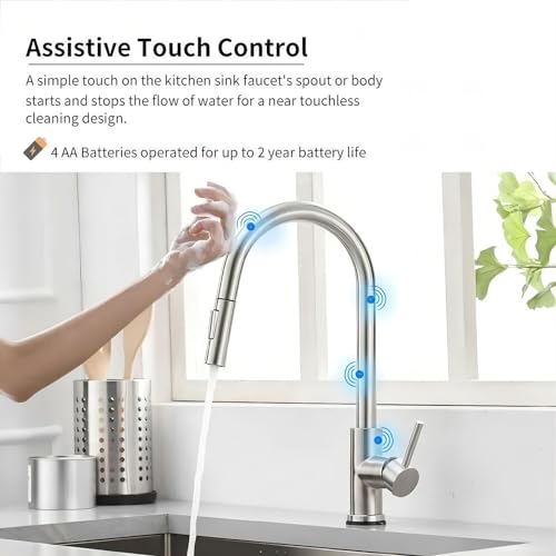 TINICO Torneira de Cozinha com Sensor de Toque, Torneira de pia Pulverizador Extraível, 2 Modos de P