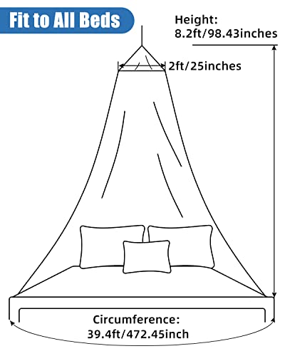 Aoresac Mosquito Net Bed Canopy For Girls, Elegant Canopy Bed Curtains From Ceiling, Easy To Install, Dome Mosquito Netting For Single To Adult Size Beds, Home & Camping Use, White #TOP1