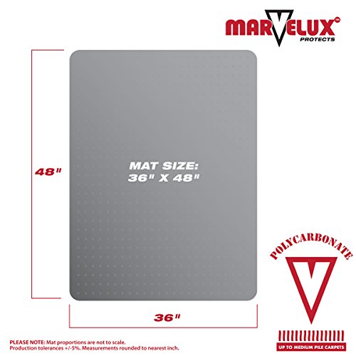 Marvelux 36" X 48" Heavy Duty Polycarbonate Office Chair Mat For Low, Standard And Medium Pile Carpeted Floors | Rectangular Transparent Carpet Protector | Shipped Flat | Multiple Sizes #TOP1