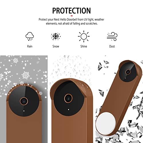 Image of Silicone Case for Google Nest Hello Doorbell (Battery) Cover - Weatherproof Protective Silicone Doorbell Skin Case (Brown)
