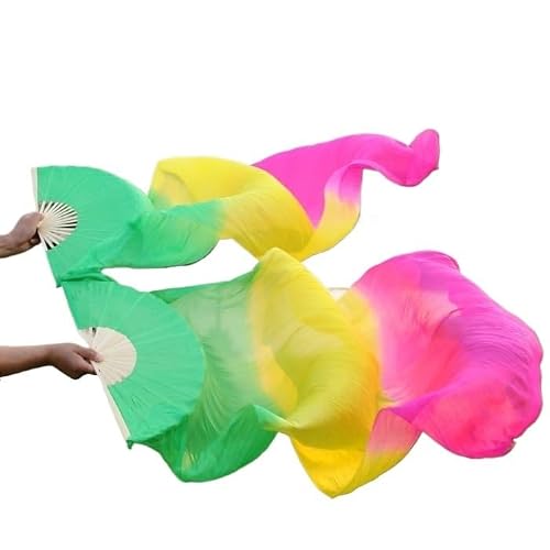 DMLAYHP Belly Dance Fan Long Fans Veils Silk Fan Stage Performance Props Women Belly Dancing(1)
