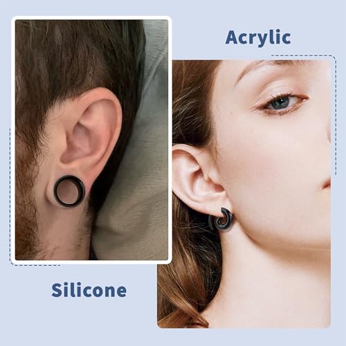 Heveer Ear Gauges Stretching Kit Silikon Tunnel Dehnstäbe Acryl Dehnschnecke Ohr Erweiterungs für Ohrlochstechen 36 Stück Schwarz