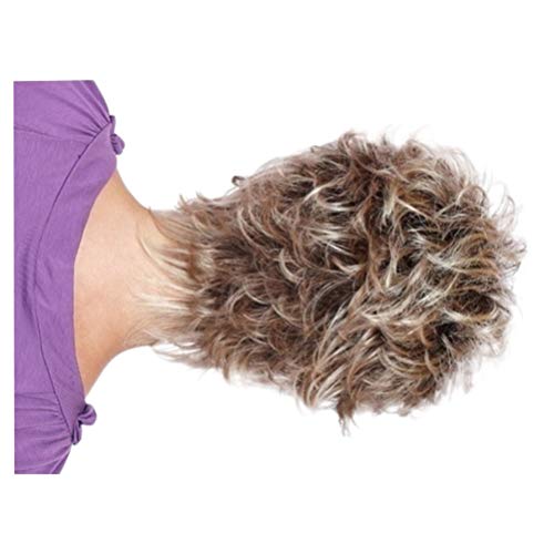 PIXNOR Senhora Velha Peruca de Cabelo Loiro Perucas Curtas Natural Diariamente Mamãe Perucas para As