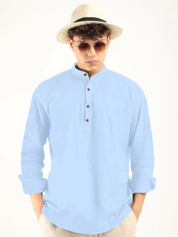 Image of ROYALSCOUT Men's Cotton Blend Full Sleeve Kurta Shirts Pack of 1 Designed for Festive Moments, Cultural Functions, or Casual Gatherings