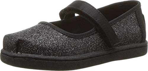 TOMS Black Iridescent Glimmer Tiny Mary Jane Flat 10012554 (Size: 5)
