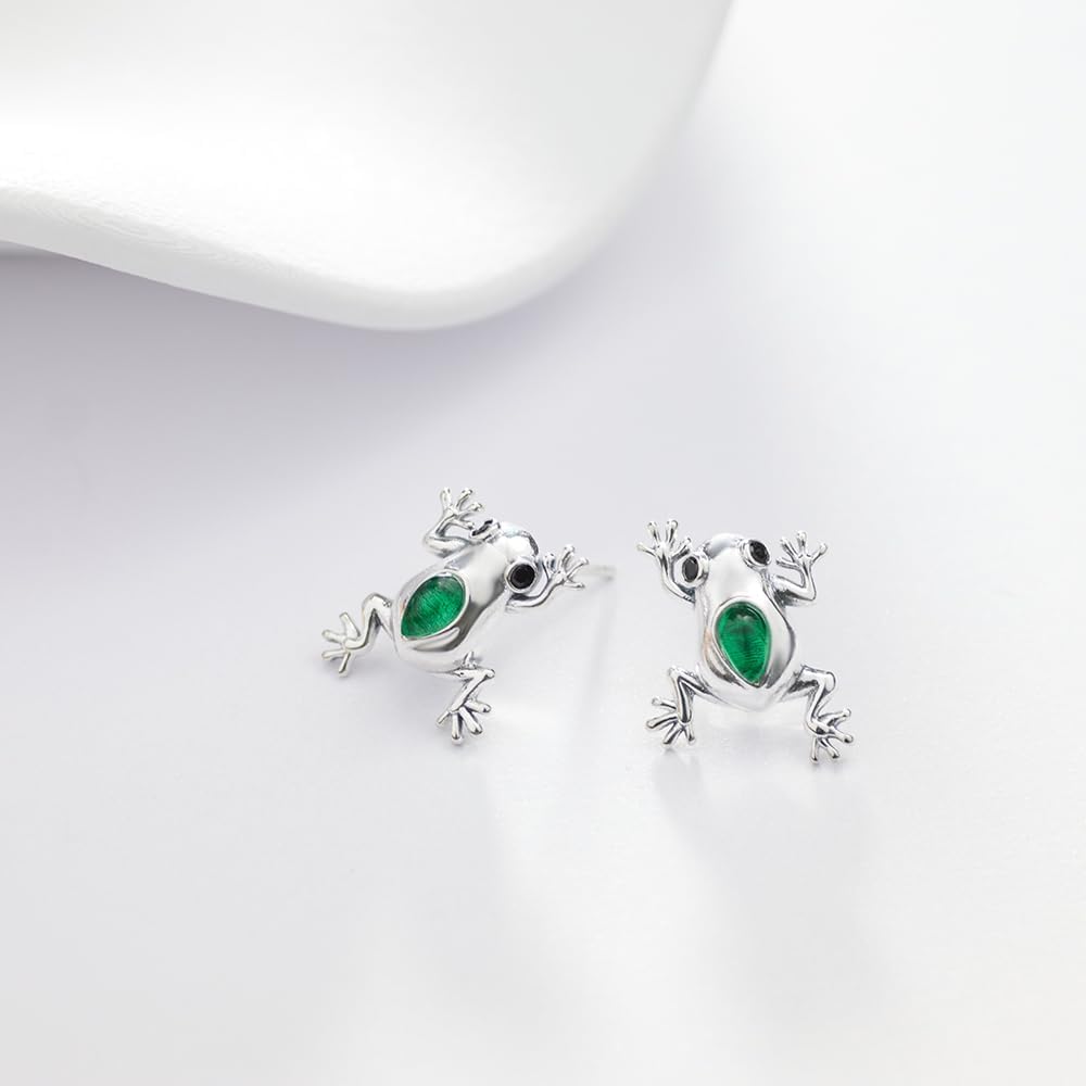 Frog Earrings for Women Christmas Stocking Stuffers Vintage Frogs Shaped Stud Earrings Funny Cute 3D Animal Earrings Jewelry Gifts - Image 2