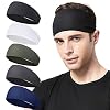 Acozycoo Headbands for Men,5 Pack Mens Moisture Wicking Workout Sweatband | Athletic Headbands,Keep in Place During Exercise,Sports Headband for Running,Cycling,Basketball,Gym,Fitness,Unisex Hairband