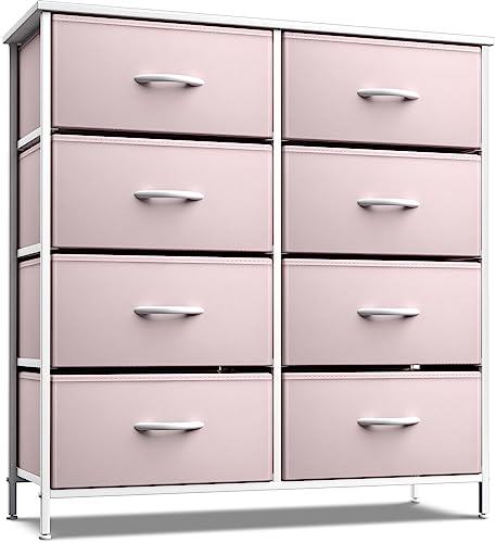 Sorbus Kids Dresser with 8 Drawers - Storage Unit Organizer Chest for Clothes - Bedroom, Kids Room, Nursery, & Closet (Pink, 31.5 x 12 x 32-8 Drawer)