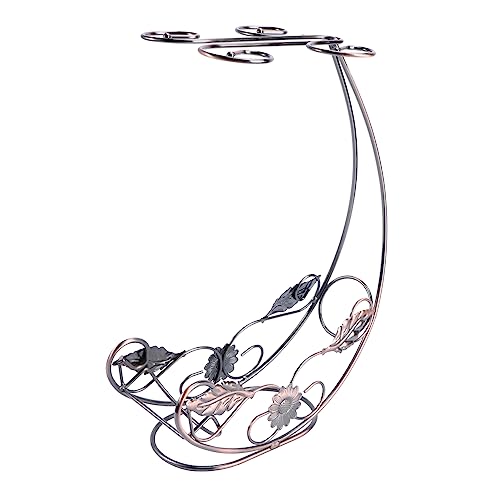 KICHOUSE 1PC Iron Red Wine Bottle Rack with Cup Holder Elegant Goblet Storage for Home Decor Strong Load Bearing Design Smooth Surface Chic and Stylish Wine Display