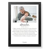 Made in Gift Regalo Original - Lámina Personalizada - Día del Padre Definición de Abuelo - Personaliza con Fotos y Texto - Diferentes Tamaños A4, Grande o Gigante - Marco Negro Elegante
