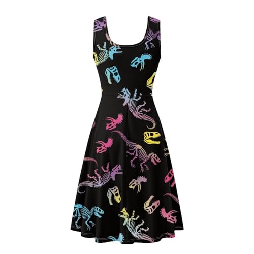 Image of Women Stylish Tank Dresses Sleeveless Round Neck Midi Casual Dress with Pocket for Summer