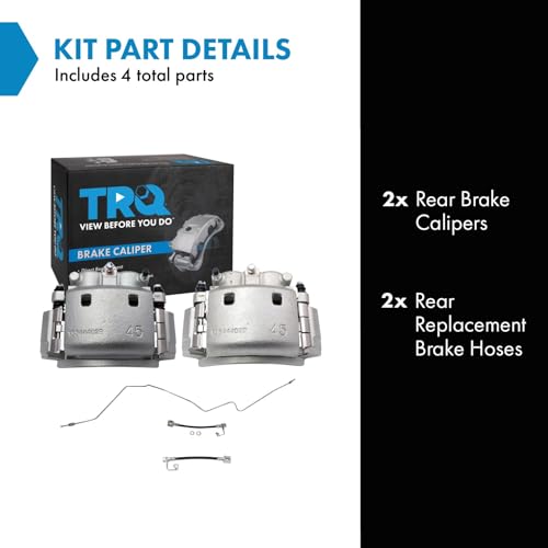 Image of TRQ Rear Brake Caliper Set Brake Hose Compatible with 2003-2008 Dodge Ram 2500 Ram 3500