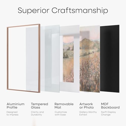 Image of Homeforia 15x21.25 Mocha Puzzle Frame, High End Metal 15 x 21.25 Picture Frames without Mat, 21.25x15 Thin Mocha Poster Frames for Wall, 15by21.25 Puzzle Photo Frames, Tempered Glass, Wall Kit, Set of 1