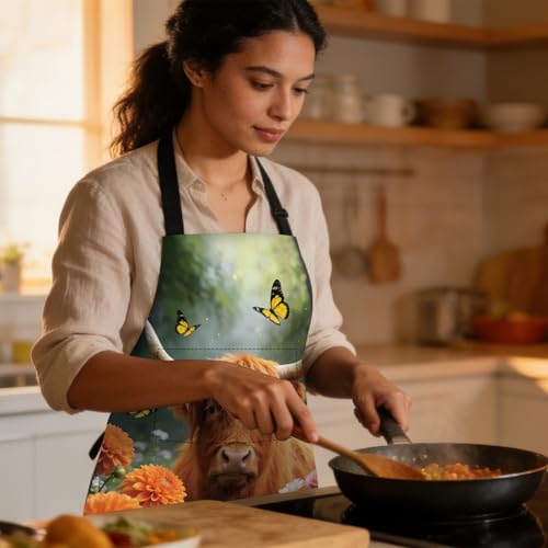 Image of Nuxovilar Decorative Kitchen Apron, 26.77x30.70 Inch Polyester Cooking Wearable Cover