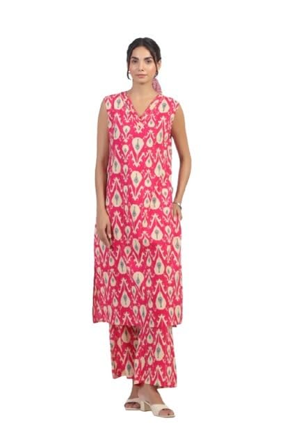 Rose Blossom Cotton Co-ord Set for Women-image-38